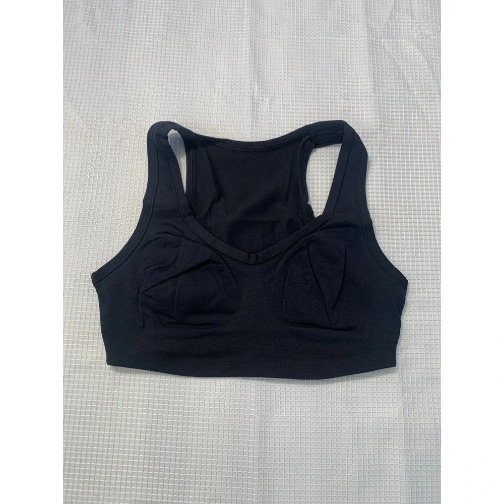 (E-141)Cuddl Duds Seamless Sports Bra Black Racerback Stretch Comfort QVC Size S